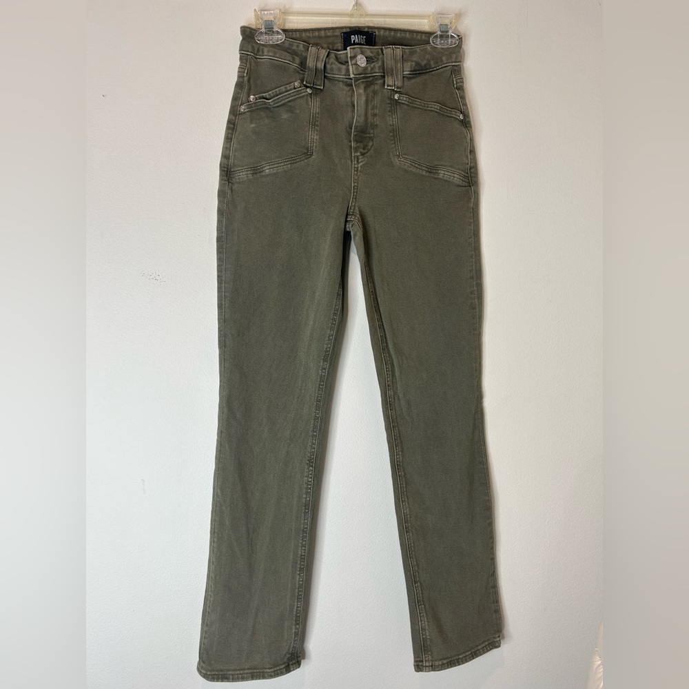 PAIGE Women's Straight Leg Jeans in Olive Green